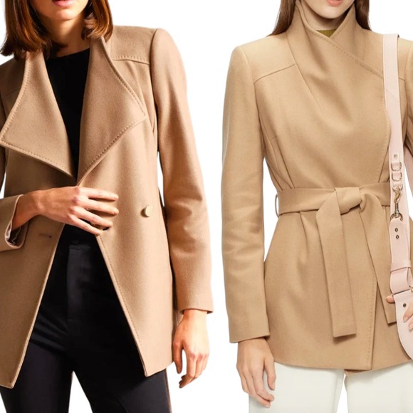 Ted Baker Jackets & Blazers - TED BAKER Wool Cashmere Blend‎ Rytaa Wrap Coat Womens Size 1 Natural NEW w/ Tag